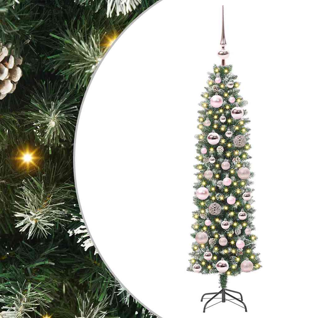 Vidaxx árbol de Navidad artificial delgado con 150 LED verde y blanco 120 cm