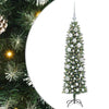 Vidaxl kunstmatige slanke kerstboom met 150 led groen en wit 120 cm