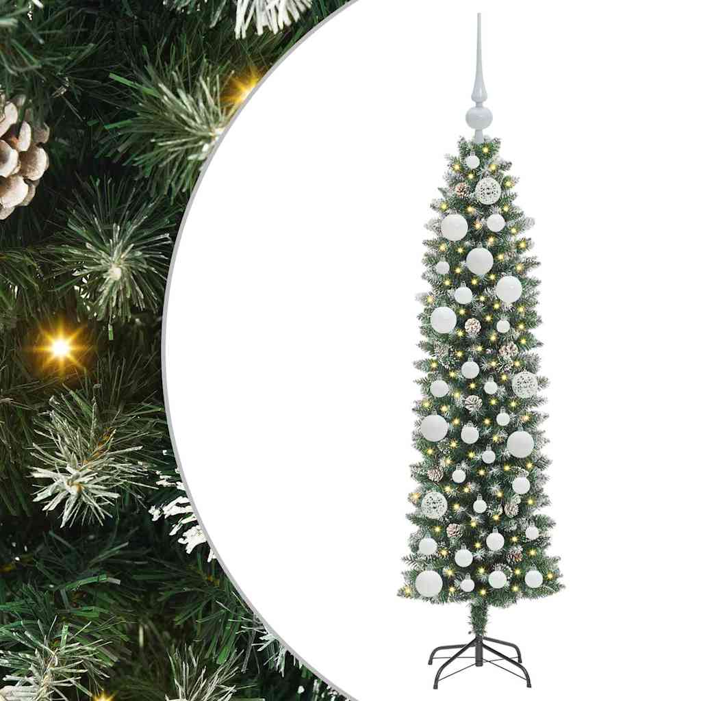 Vidaxx árbol de Navidad artificial delgado con 150 LED verde y blanco 120 cm