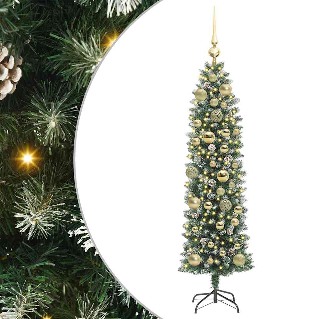 Vidaxx árbol de Navidad artificial delgado con 150 LED verde y blanco 120 cm