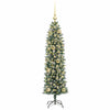 Vidaxl kunstmatige slanke kerstboom met 150 led groen en wit 120 cm
