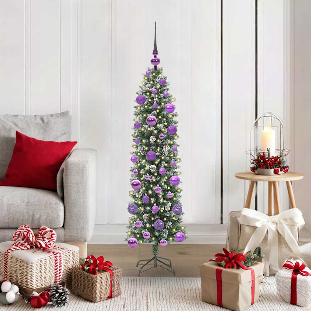 Vidaxx árbol de Navidad artificial delgado con 150 LED verde y blanco 120 cm