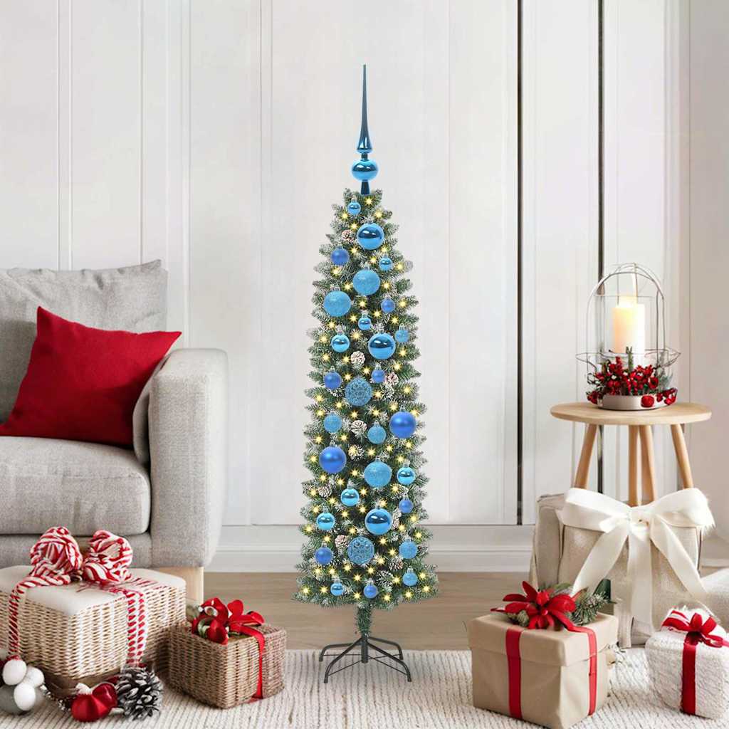 Vidaxx árbol de Navidad artificial delgado con 150 LED verde y blanco 120 cm