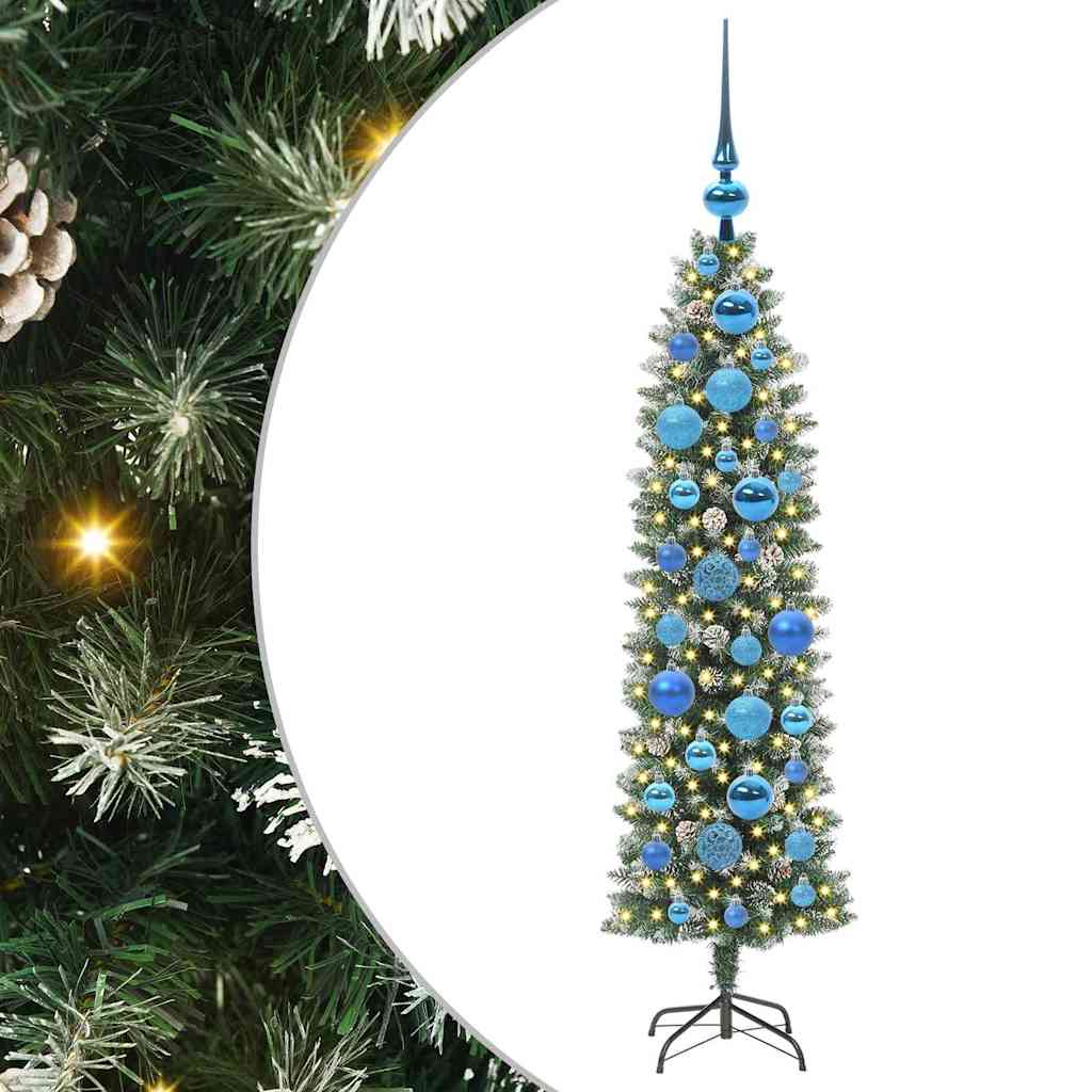 Vidaxx árbol de Navidad artificial delgado con 150 LED verde y blanco 120 cm