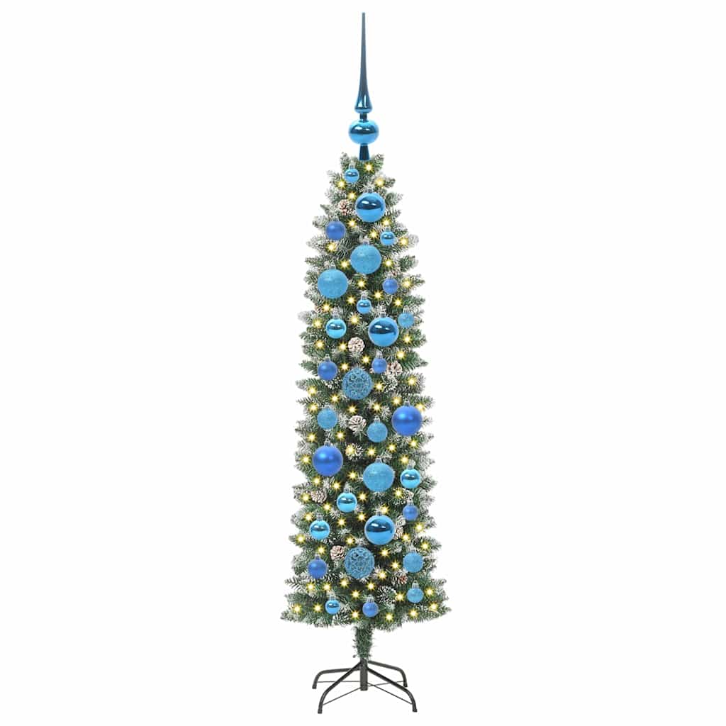 Vidaxx árbol de Navidad artificial delgado con 150 LED verde y blanco 120 cm