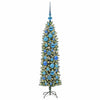 Vidaxl kunstmatige slanke kerstboom met 150 led groen en wit 120 cm