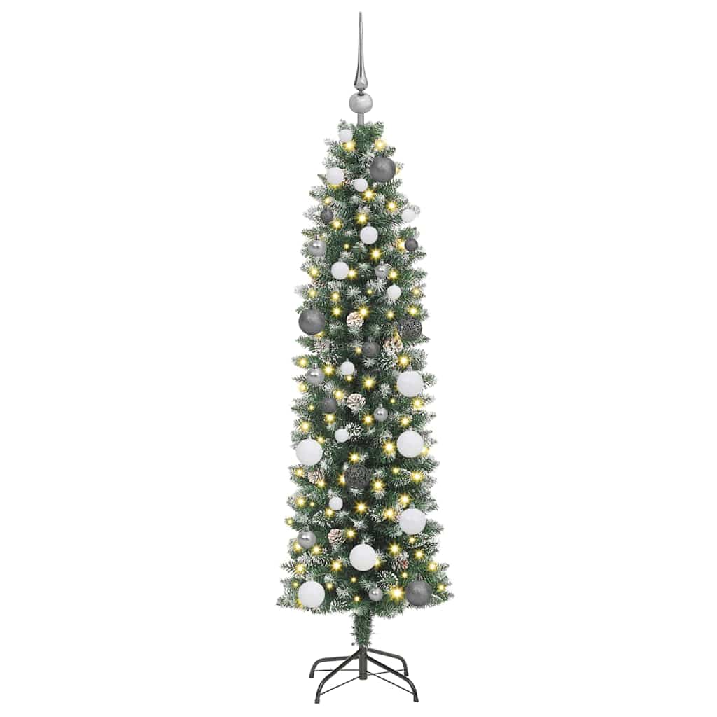VidaXL albero di Natale artificiale sottile con 150 LED verdi e bianchi 150 cm