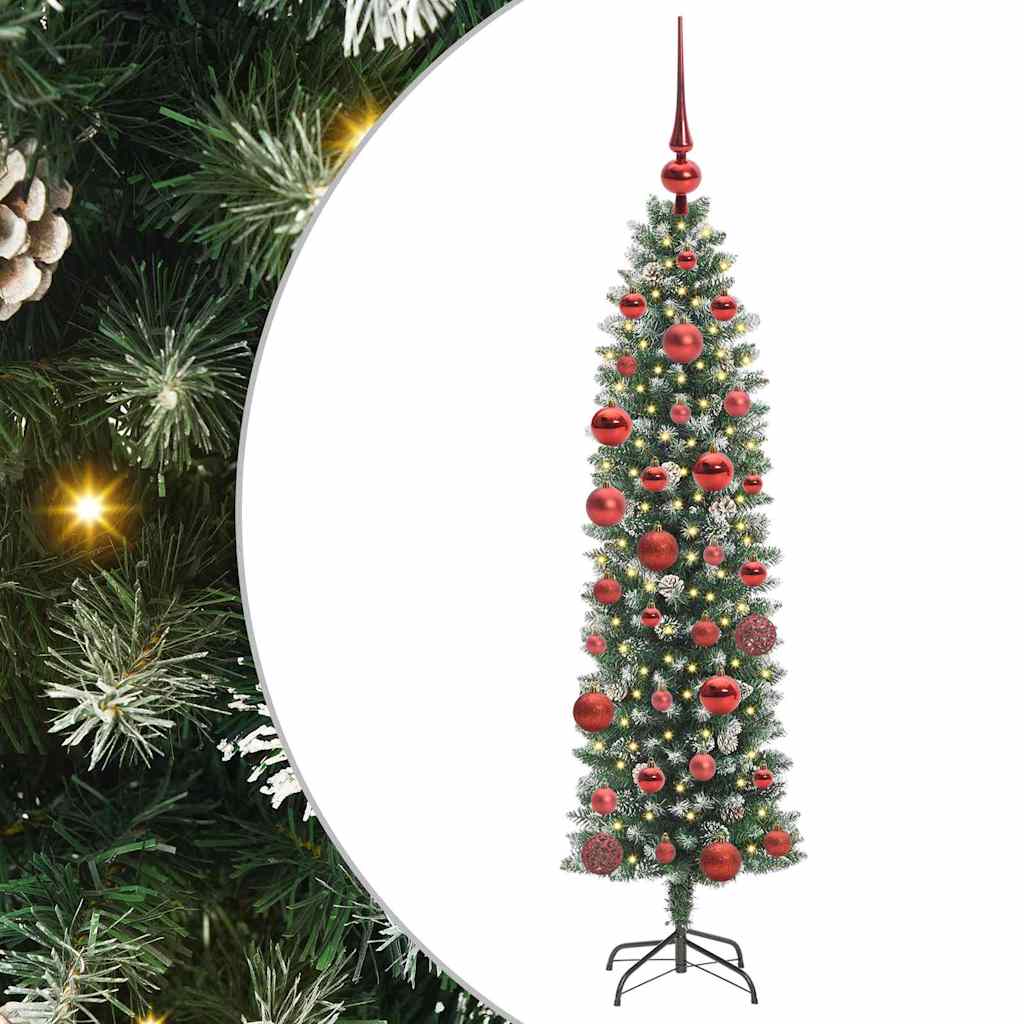 VidaXL albero di Natale artificiale sottile con 150 LED verdi e bianchi 150 cm