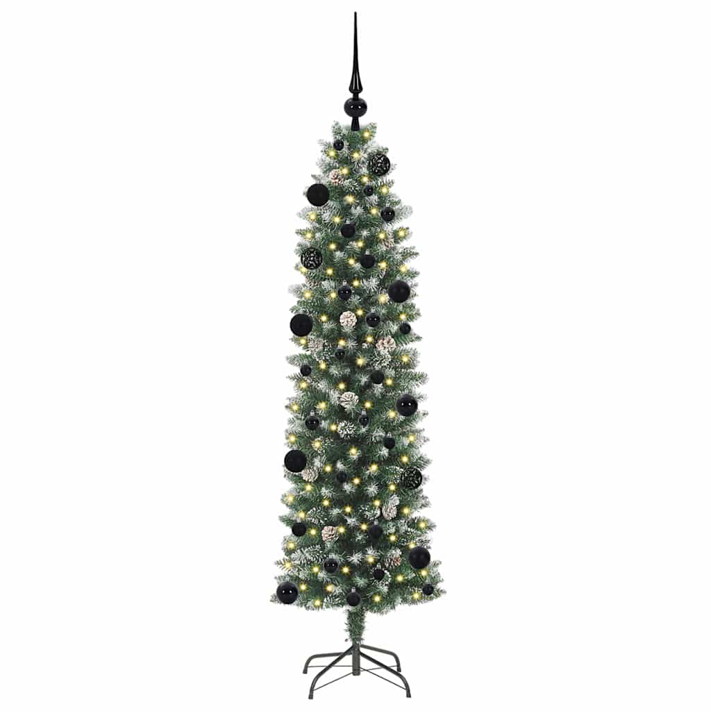 VidaXL albero di Natale artificiale sottile con 150 LED verdi e bianchi 150 cm
