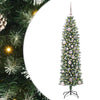 Vidaxl kunstmatige slanke kerstboom met 150 led groen en wit 150 cm