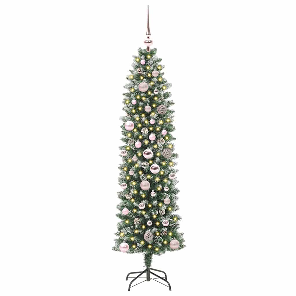 VidaXL árbol de Navidad artificial delgado con 150 LED verde y blanco 150 cm