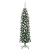 Vidaxl kunstmatige slanke kerstboom met 150 led groen en wit 150 cm