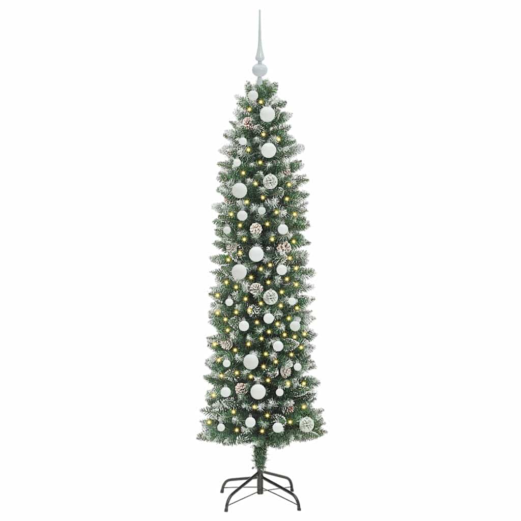 VidaXL albero di Natale artificiale sottile con 150 LED verdi e bianchi 150 cm