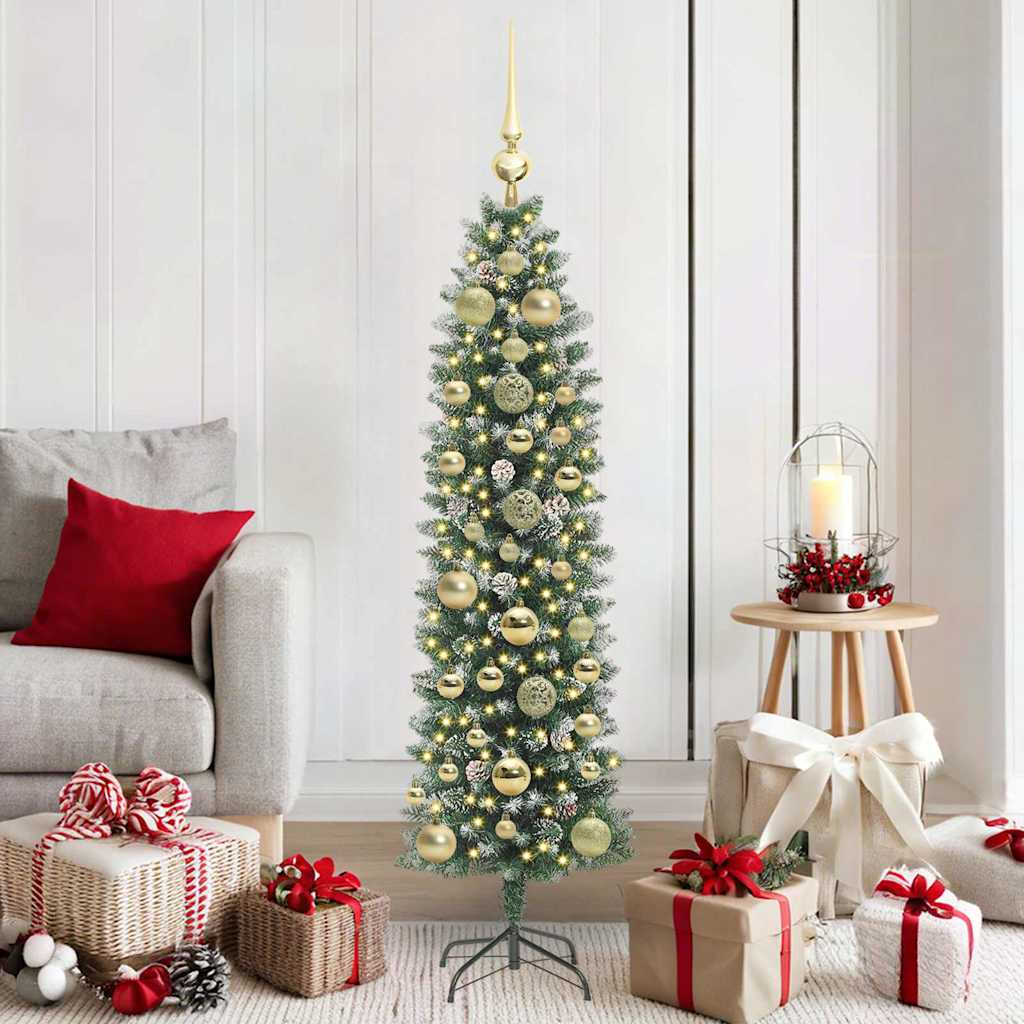 VidaXL árbol de Navidad artificial delgado con 150 LED verde y blanco 150 cm