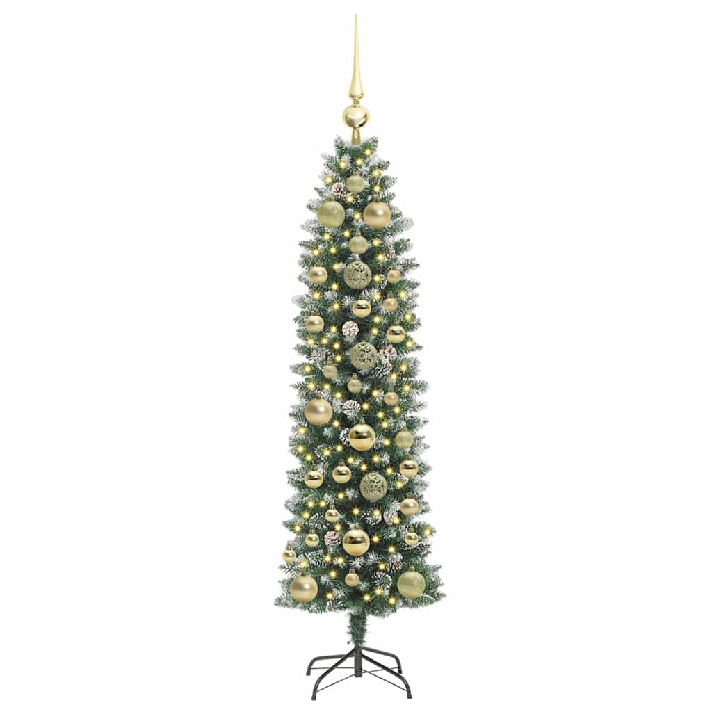 VidaXL árbol de Navidad artificial delgado con 150 LED verde y blanco 150 cm