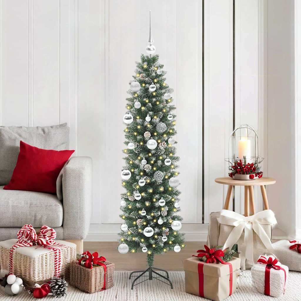 VidaXL árbol de Navidad artificial delgado con 150 LED verde y blanco 150 cm