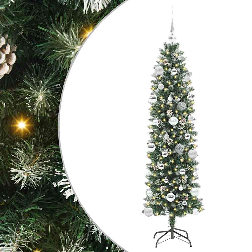 VidaXL árbol de Navidad artificial delgado con 150 LED verde y blanco 150 cm