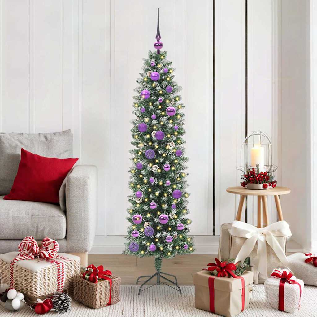 VidaXL árbol de Navidad artificial delgado con 150 LED verde y blanco 150 cm