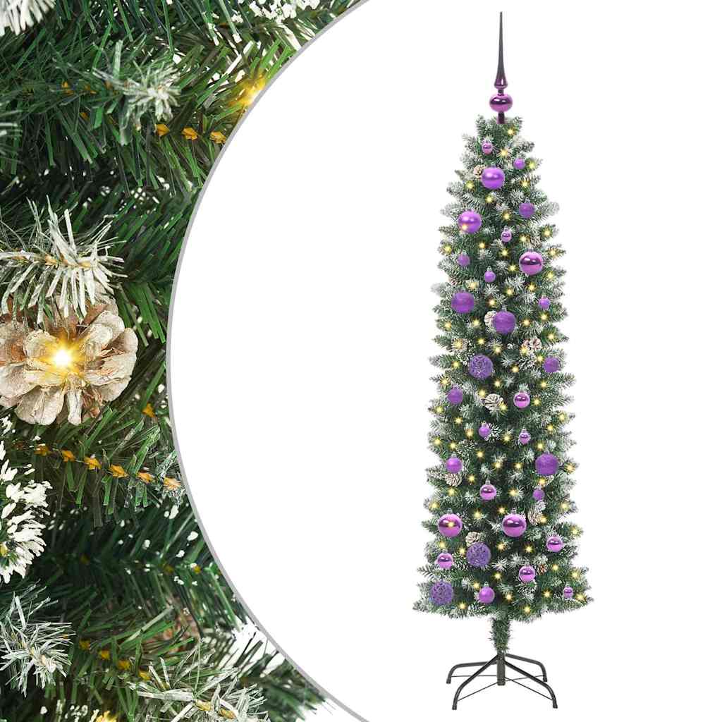 VidaXL árbol de Navidad artificial delgado con 150 LED verde y blanco 150 cm