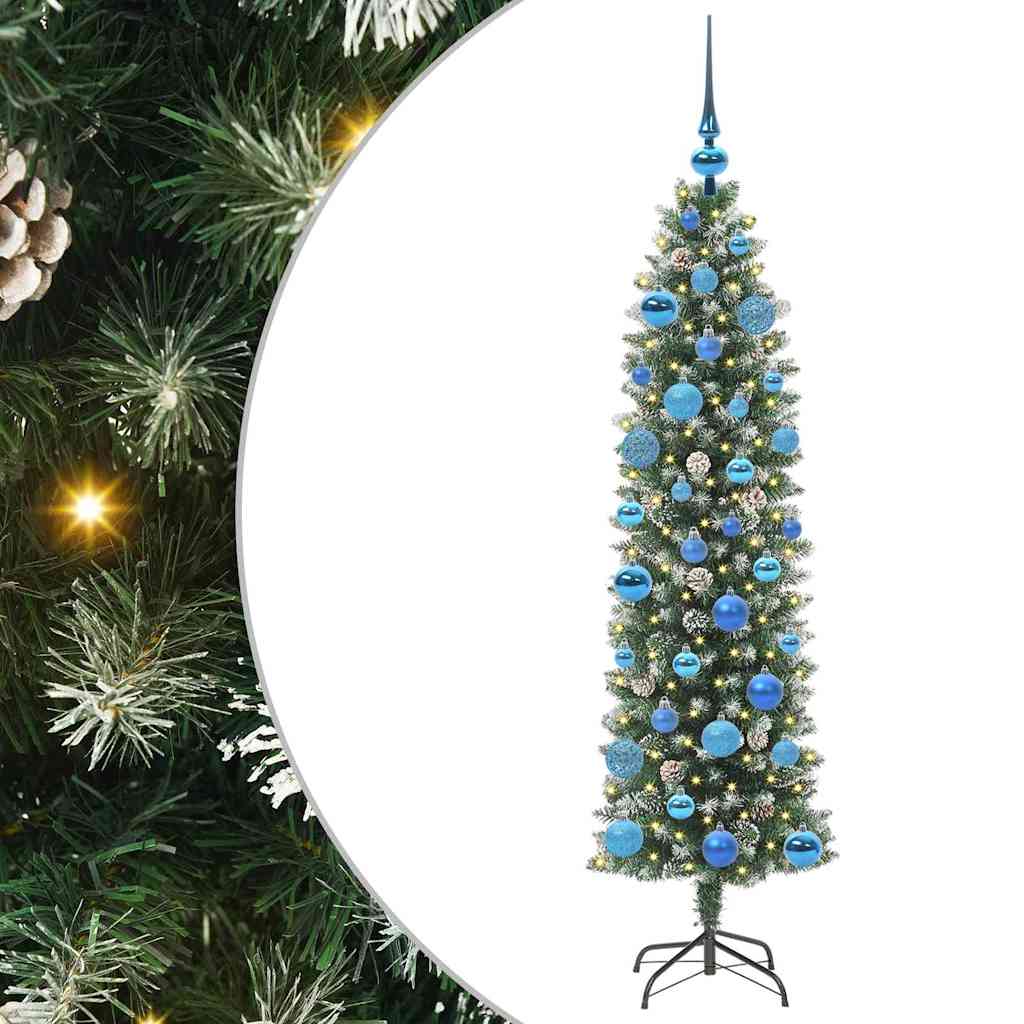 VidaXL árbol de Navidad artificial delgado con 150 LED verde y blanco 150 cm
