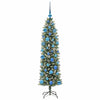 Vidaxl kunstmatige slanke kerstboom met 150 led groen en wit 150 cm