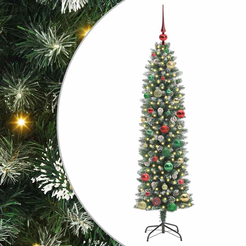 VidaXL árbol de Navidad artificial delgado con 150 LED verde y blanco 150 cm
