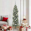 Vidaxl kunstmatige slanke kerstboom met 300 led groen en wit 180 cm