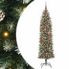 Vidaxl kunstmatige slanke kerstboom met 300 led groen en wit 180 cm