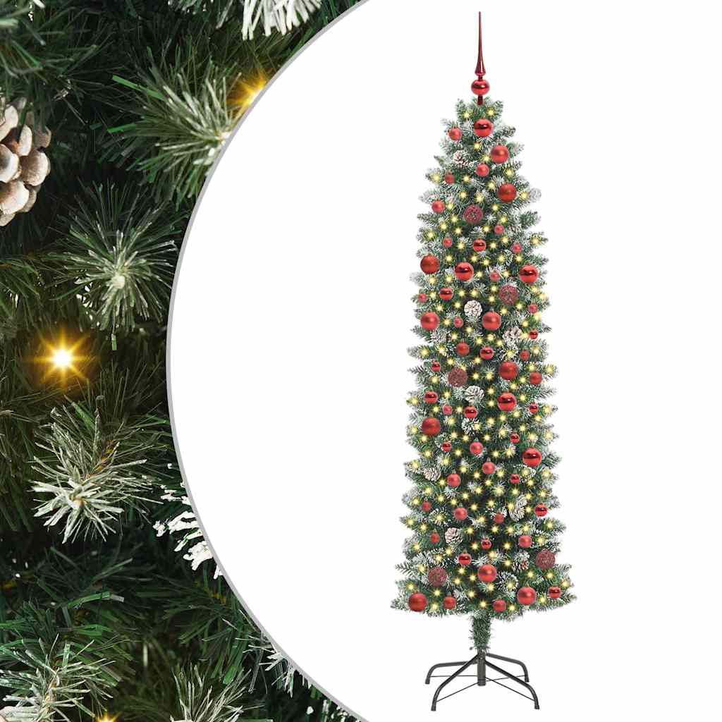 Vidaxx árbol de Navidad artificial delgado con 300 LED verde y blanco 180 cm