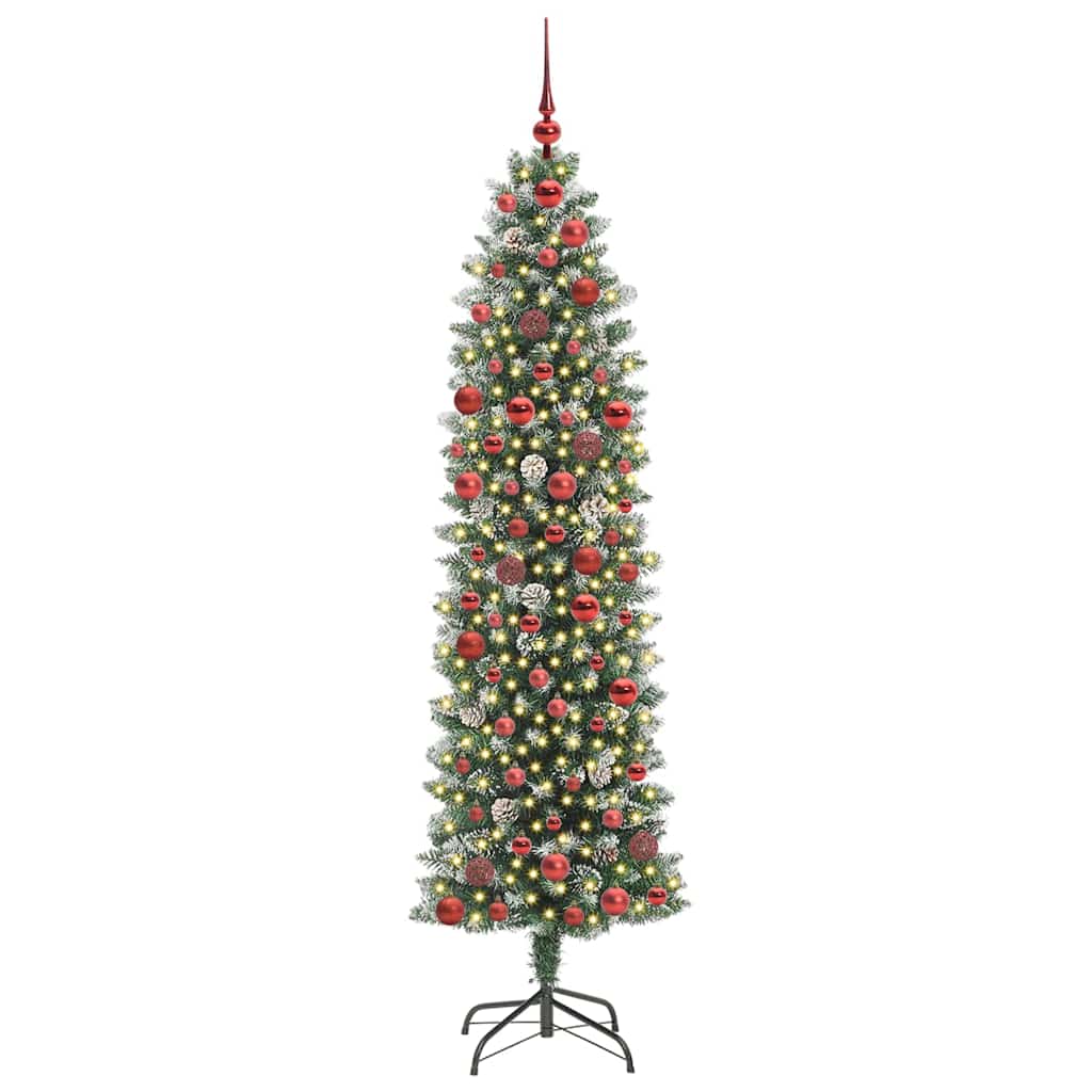 Vidaxx árbol de Navidad artificial delgado con 300 LED verde y blanco 180 cm