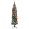 Vidaxl kunstmatige slanke kerstboom met 300 led groen en wit 180 cm