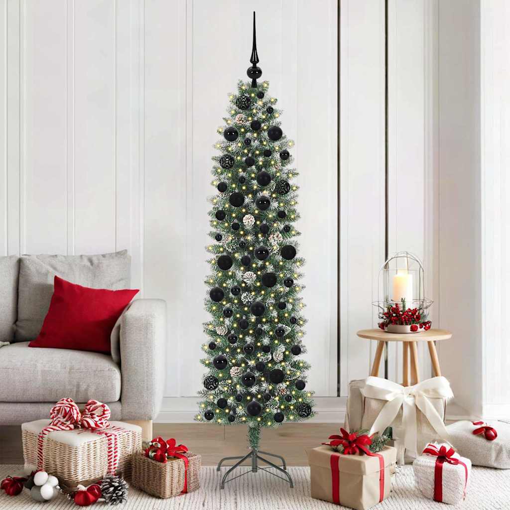 Vidaxx árbol de Navidad artificial delgado con 300 LED verde y blanco 180 cm