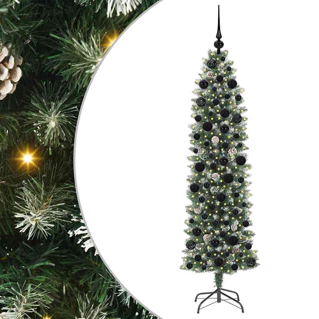 Vidaxx árbol de Navidad artificial delgado con 300 LED verde y blanco 180 cm