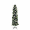 Vidaxl kunstmatige slanke kerstboom met 300 led groen en wit 180 cm