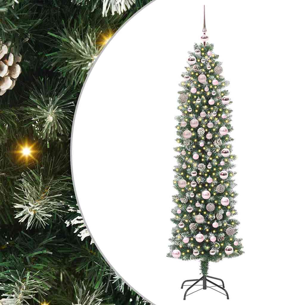 Vidaxx árbol de Navidad artificial delgado con 300 LED verde y blanco 180 cm