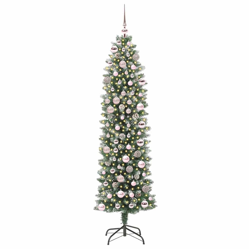 Vidaxx árbol de Navidad artificial delgado con 300 LED verde y blanco 180 cm
