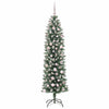 Vidaxl kunstmatige slanke kerstboom met 300 led groen en wit 180 cm
