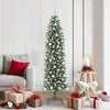 Vidaxl kunstmatige slanke kerstboom met 300 led groen en wit 180 cm