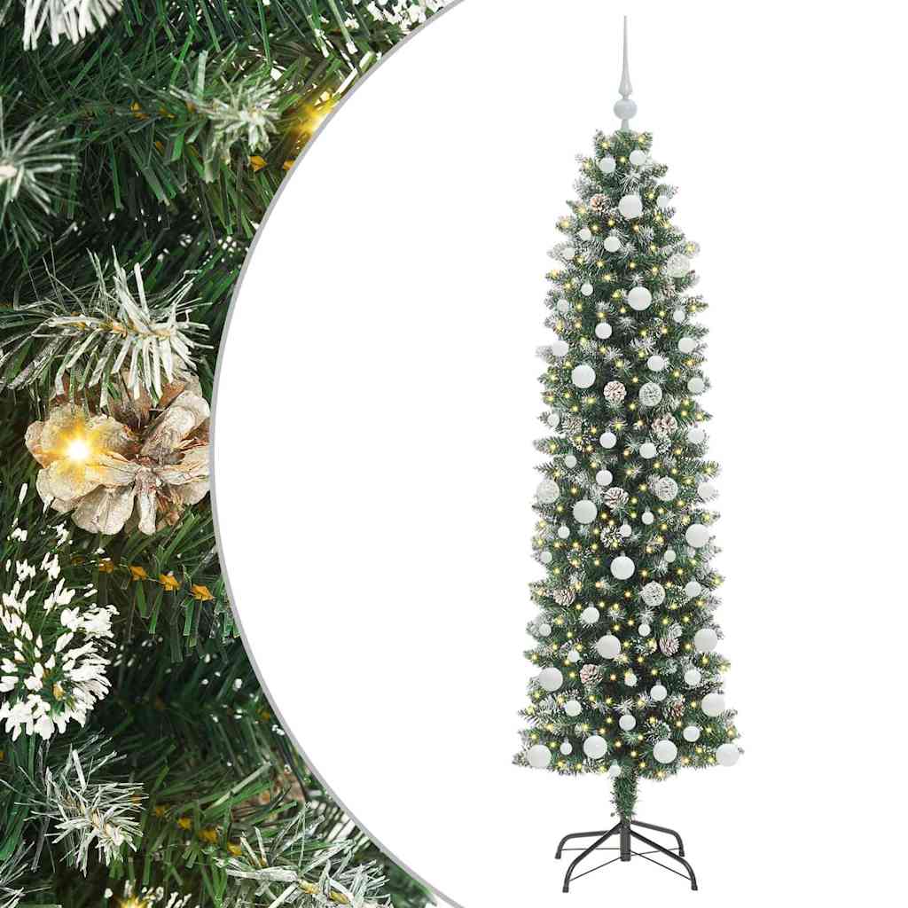 Vidaxx árbol de Navidad artificial delgado con 300 LED verde y blanco 180 cm