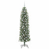 Vidaxl kunstmatige slanke kerstboom met 300 led groen en wit 180 cm