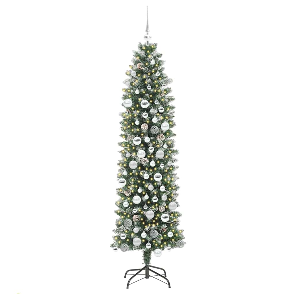 Vidaxx albero di Natale artificiale sottile con 300 LED verdi e bianchi 180 cm