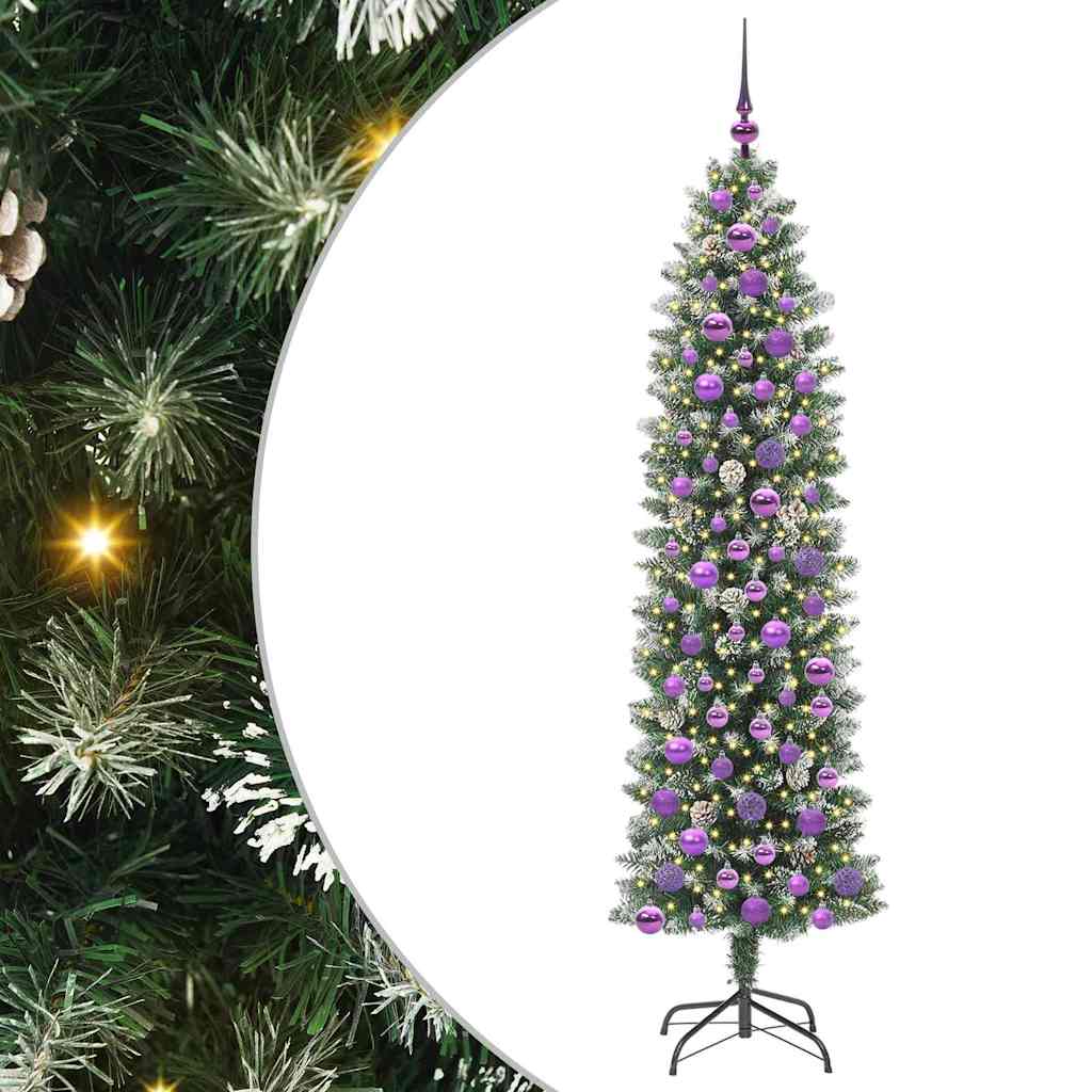 Vidaxx árbol de Navidad artificial delgado con 300 LED verde y blanco 180 cm