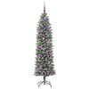Vidaxl kunstmatige slanke kerstboom met 300 led groen en wit 180 cm