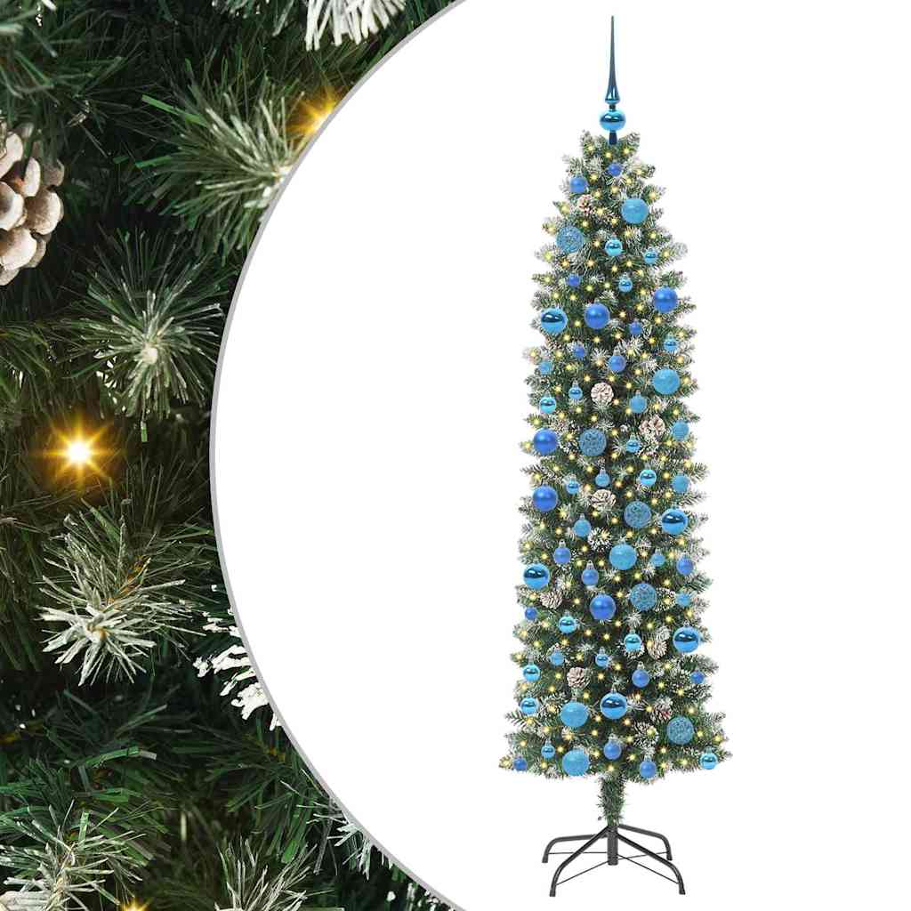 Vidaxx árbol de Navidad artificial delgado con 300 LED verde y blanco 180 cm