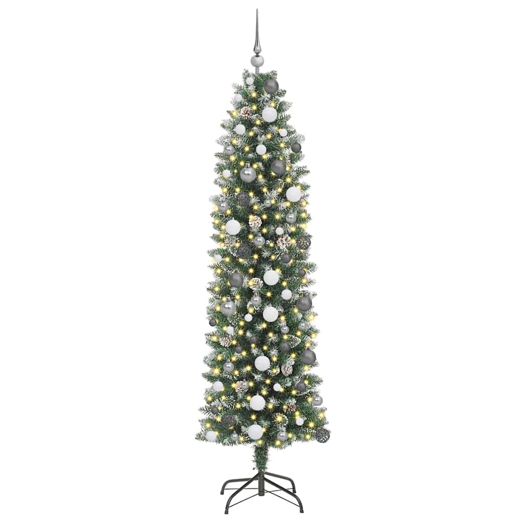 Vidaxx árbol de Navidad artificial delgado con 300 LED verde y blanco 210 cm