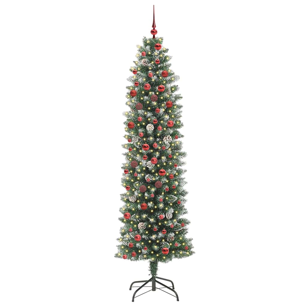 Vidaxx árbol de Navidad artificial delgado con 300 LED verde y blanco 210 cm