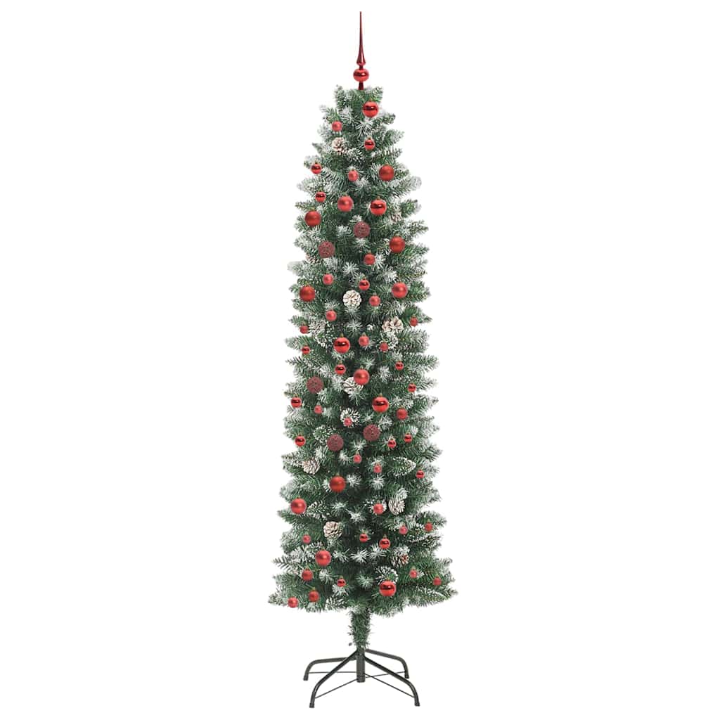 Vidaxx árbol de Navidad artificial delgado con 300 LED verde y blanco 210 cm