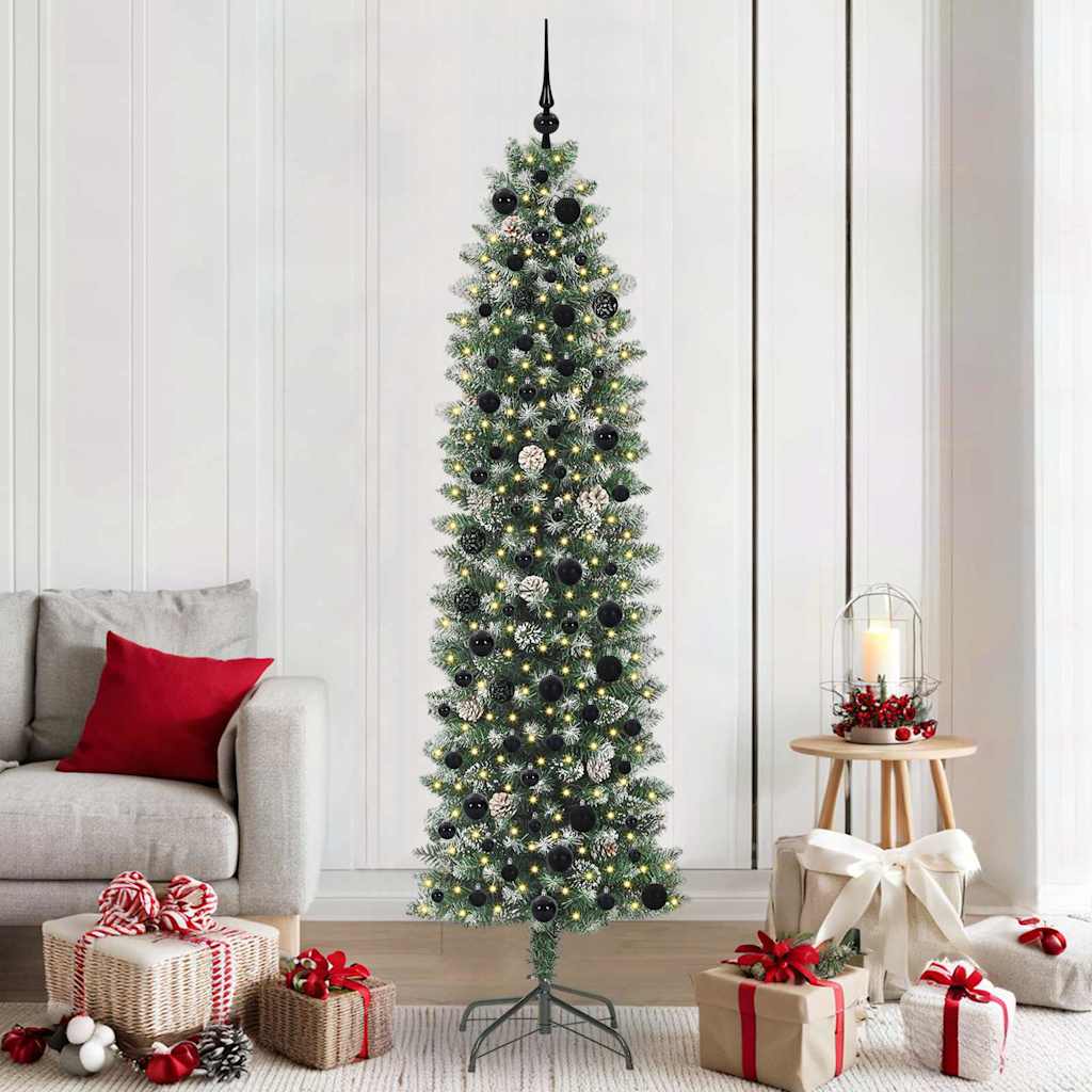Vidaxx árbol de Navidad artificial delgado con 300 LED verde y blanco 210 cm