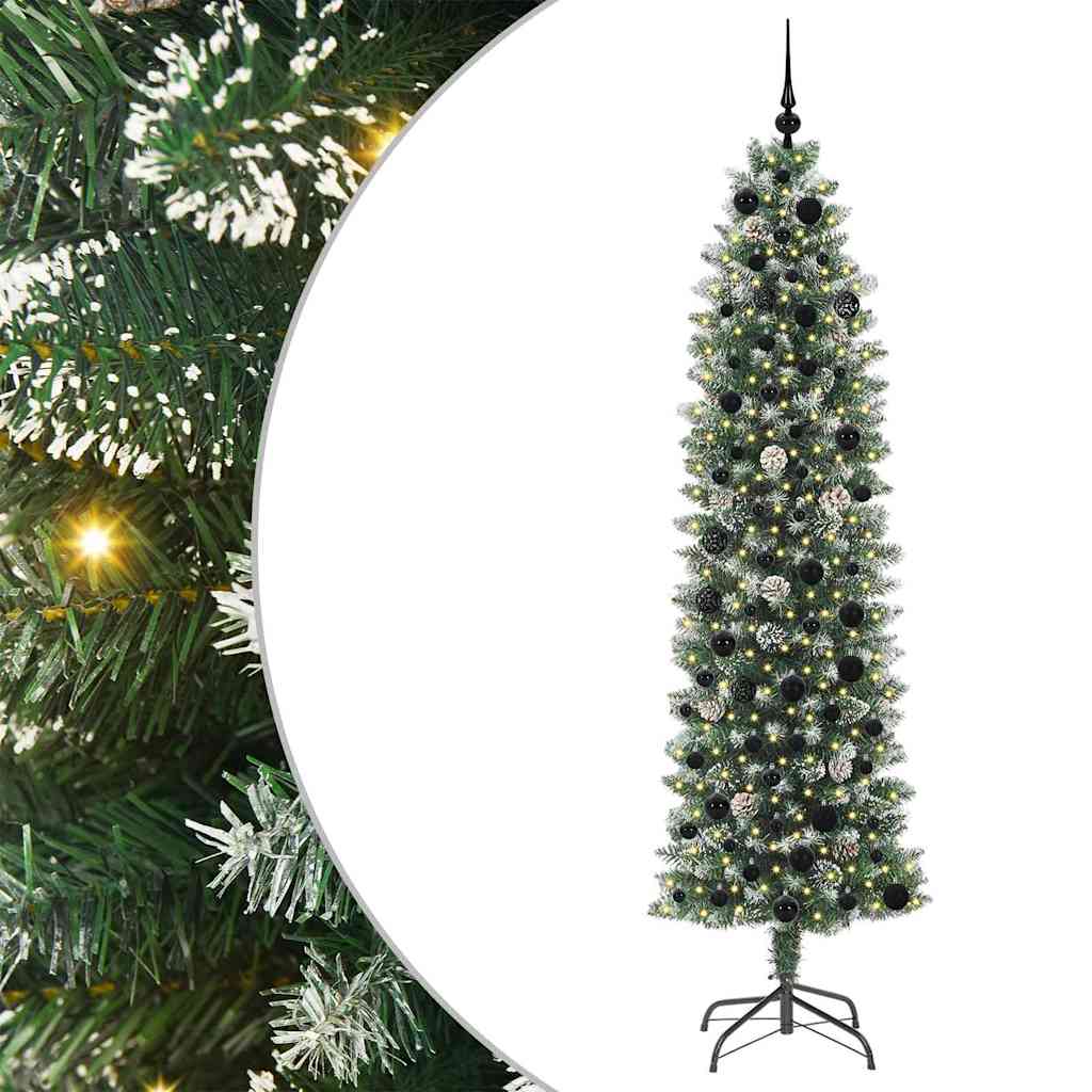 Vidaxx árbol de Navidad artificial delgado con 300 LED verde y blanco 210 cm