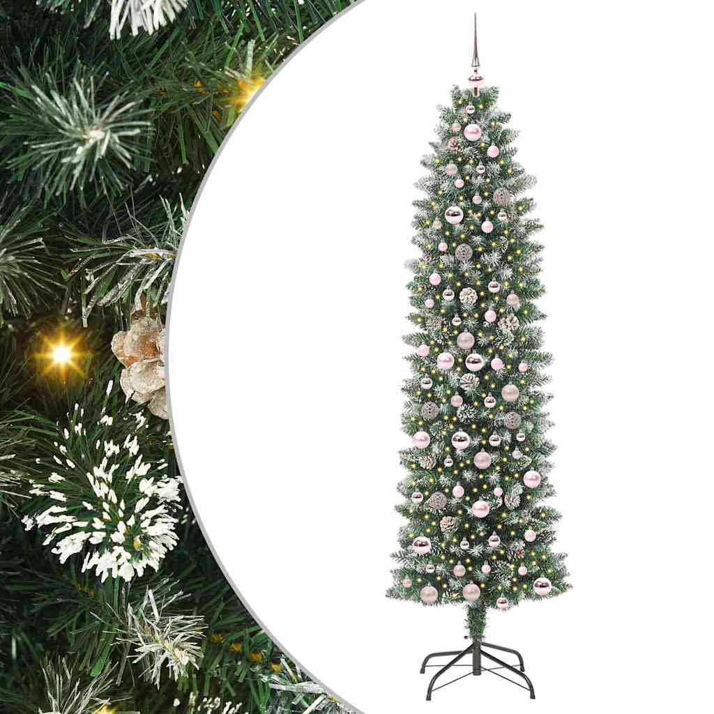 Vidaxx árbol de Navidad artificial delgado con 300 LED verde y blanco 210 cm